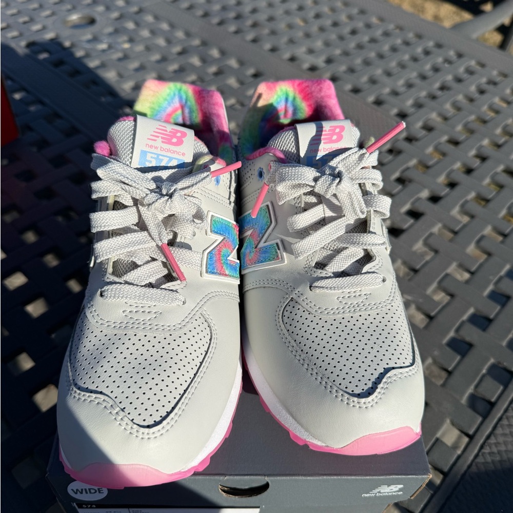New Balance Kids' Gray and Pink Tie-Dye Sneakers